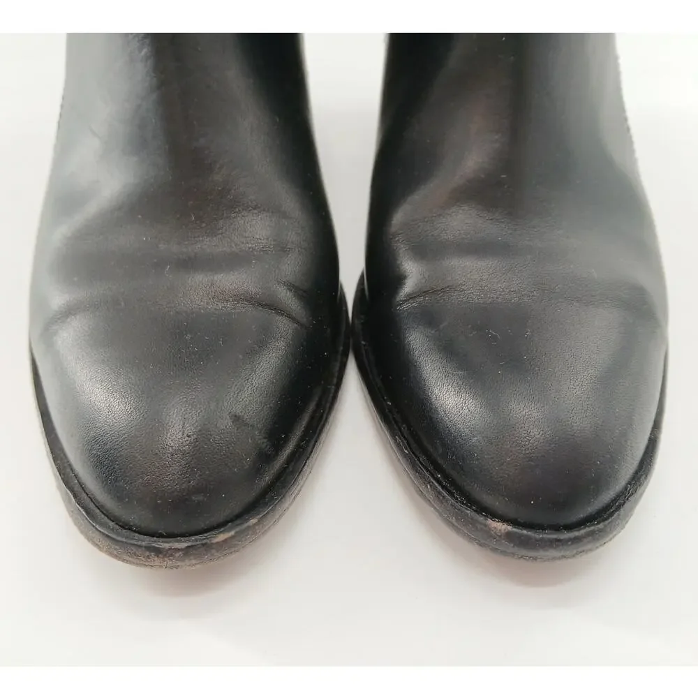 Rag & Bone Leather Sullivan Ankle Moto Boots Pointed Toe Womens EU37 US6 Black